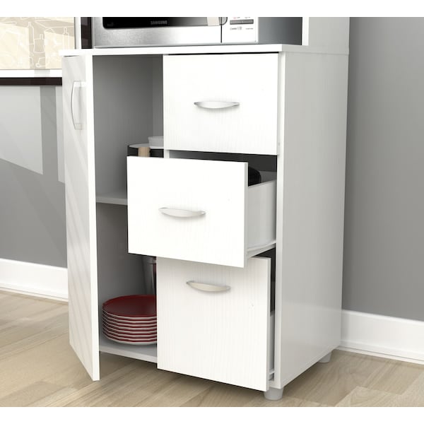 Kitchen/Microwave Storage Cabinet 23.62 in. W x 15.35 in. D x 66.14 in. H in White